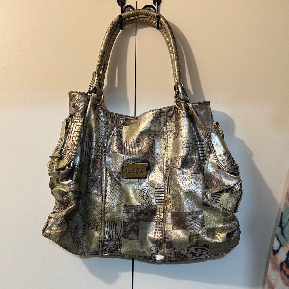 Patchwork Metallic Handbag